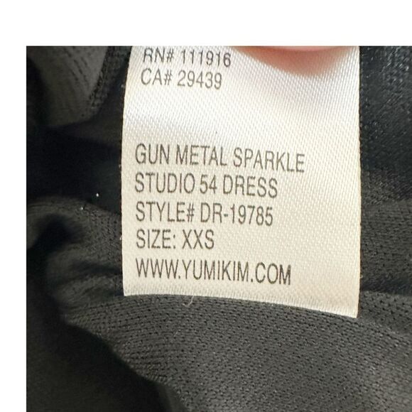 Yumi Kim Studio 54 Asymmetrical One Sleeve Mini Dress - Gun Metal Sparkle XXS - Picture 13 of 13